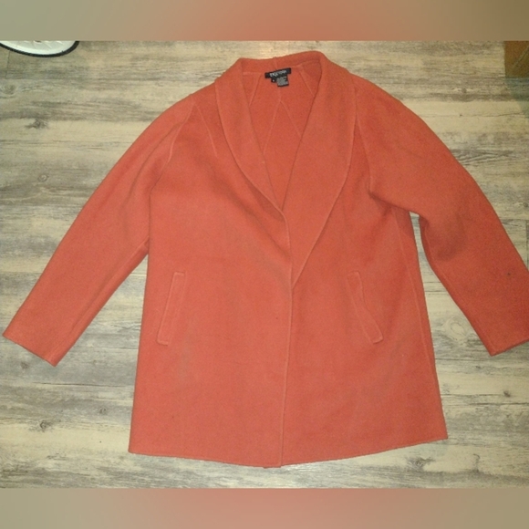 Etcetera Wool and Cashmere Wrap Coat in Orange Spice sz Small NWOT - Picture 3 of 7